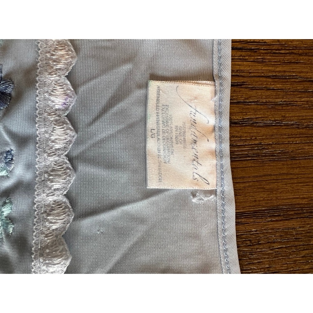 Fundamentals Nightgown Blue Nylon Floral Lace Trim Vintage Grandmacore L/G Retro - Picture 3 of 8